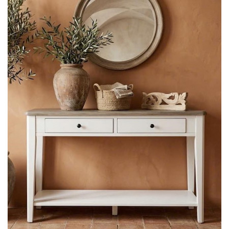 P2728-50 : Bàn Console , Bàn Trang Trí - Màu Trắng + Nâu